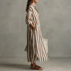 Striped Maxi Dress with Relaxed Fit – Vertical Stripe Summer Dress