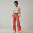 Women's High Waist Wide Leg Trousers with Stretch – Elastic Waistband