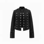 Military Denim Jacket with Decorative Buttons – Women's Statement Jacket