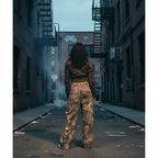Camo Wide Leg Jeans with Pink Embroidery – Statement Streetwear Jeans