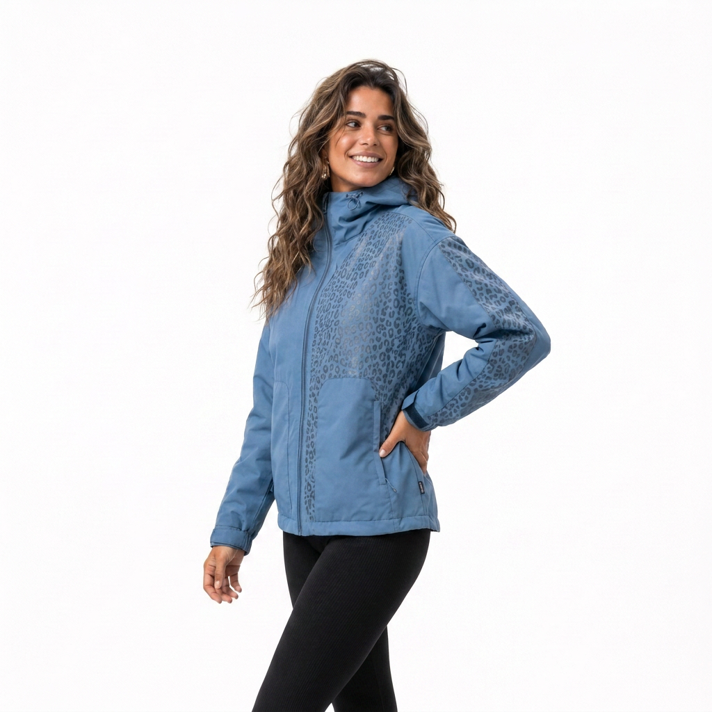 Women's Hooded Rain Jacket with Hidden Leopard Print – Water-Repellent