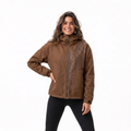 Women's Hooded Rain Jacket with Hidden Leopard Print – Water-Repellent