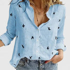 Linen Button-Down Shirt with Lapel Collar