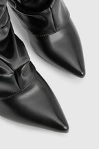 Slouch Boots with Low Heel & Pointed Toe – Women's Ruched Boots