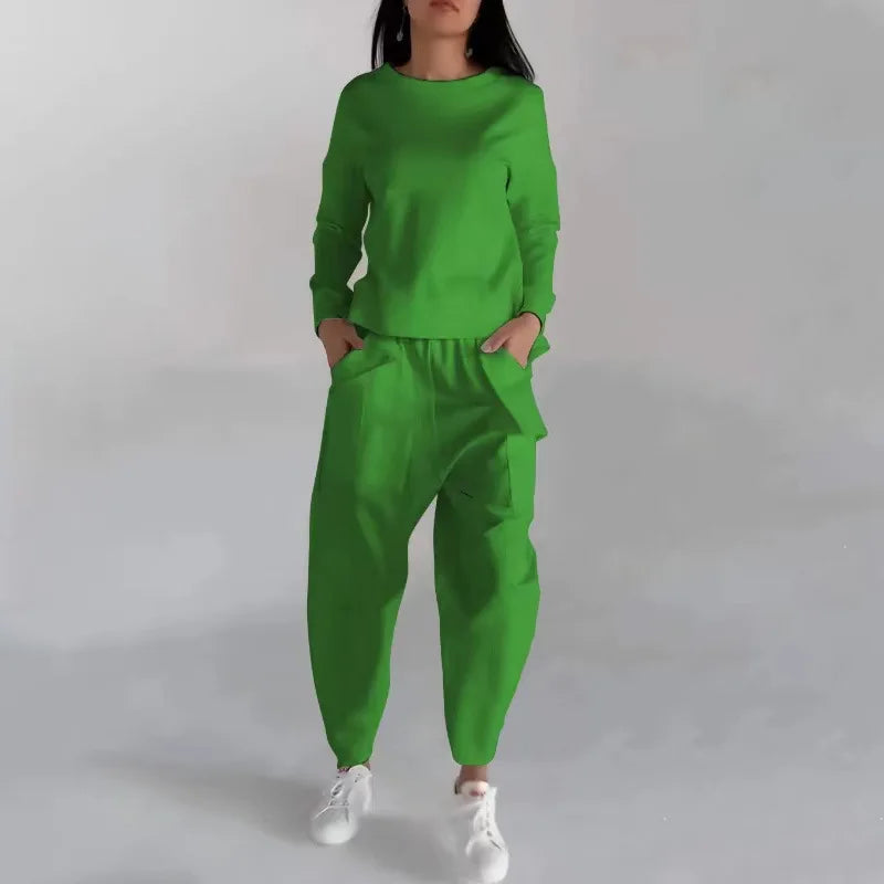 Women's Crew-Neck Sweatshirt and Cargo Jogger Set