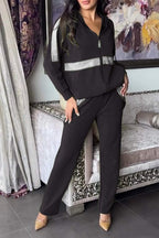 Women's Hooded Zip-Up Jacket and Relaxed Trousers Set
