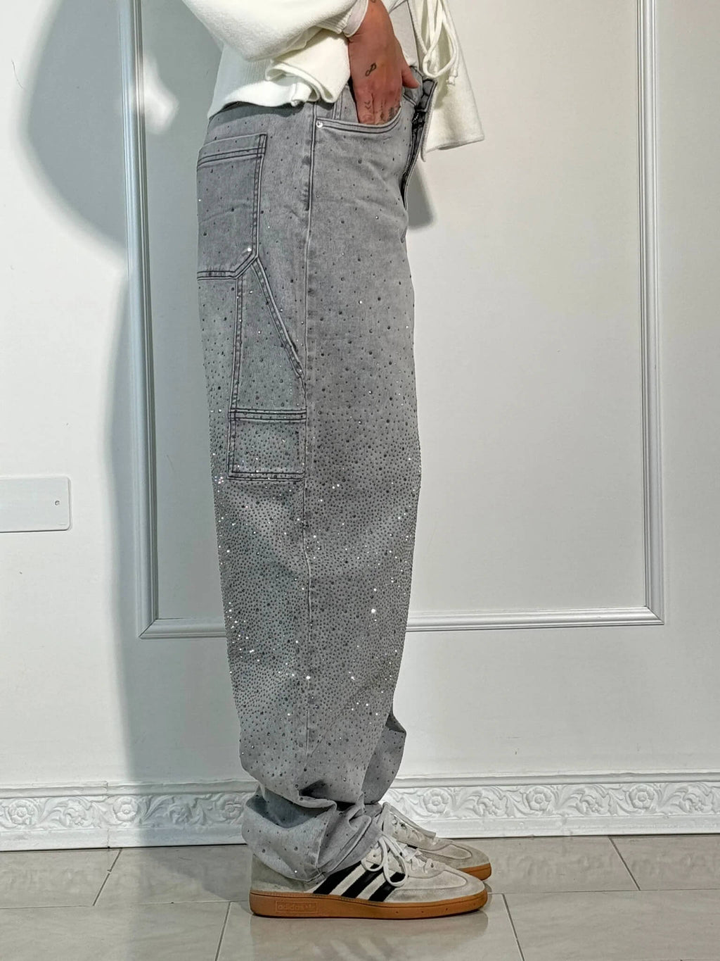 Shiny-Finish Slim Jeans - Coated Stretch Denim
