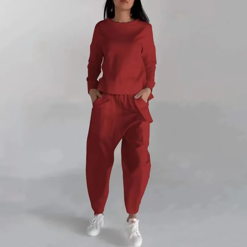 Women's Crew-Neck Sweatshirt and Cargo Jogger Set