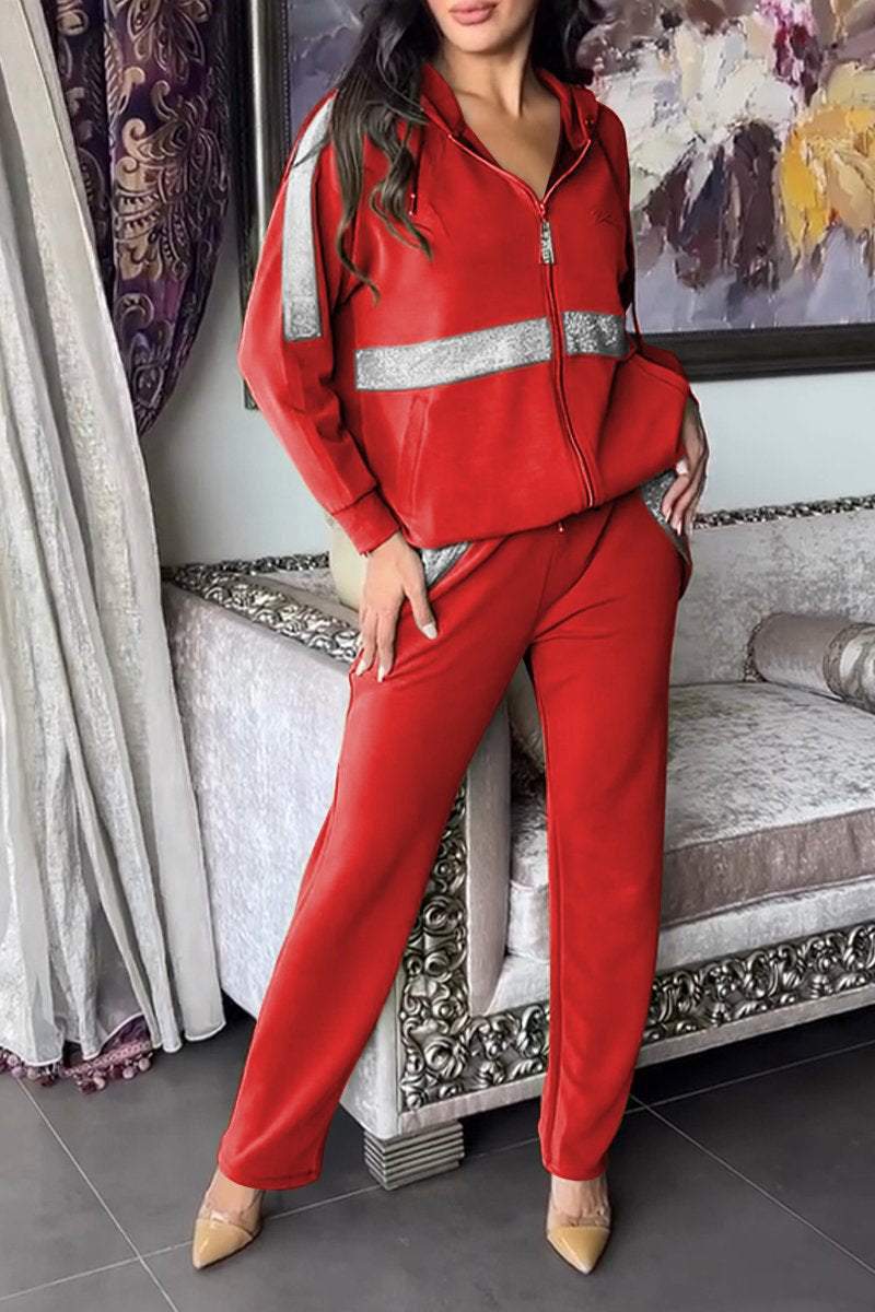 Women's Hooded Zip-Up Jacket and Relaxed Trousers Set