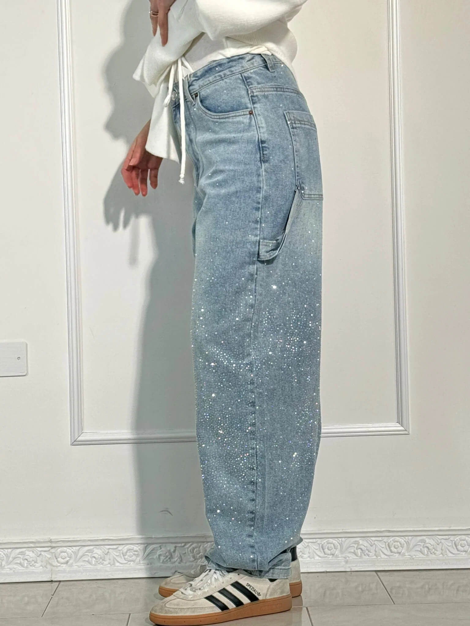 Shiny-Finish Slim Jeans - Coated Stretch Denim