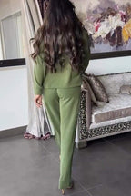 Women's Hooded Zip-Up Jacket and Relaxed Trousers Set
