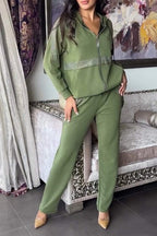 Women's Hooded Zip-Up Jacket and Relaxed Trousers Set