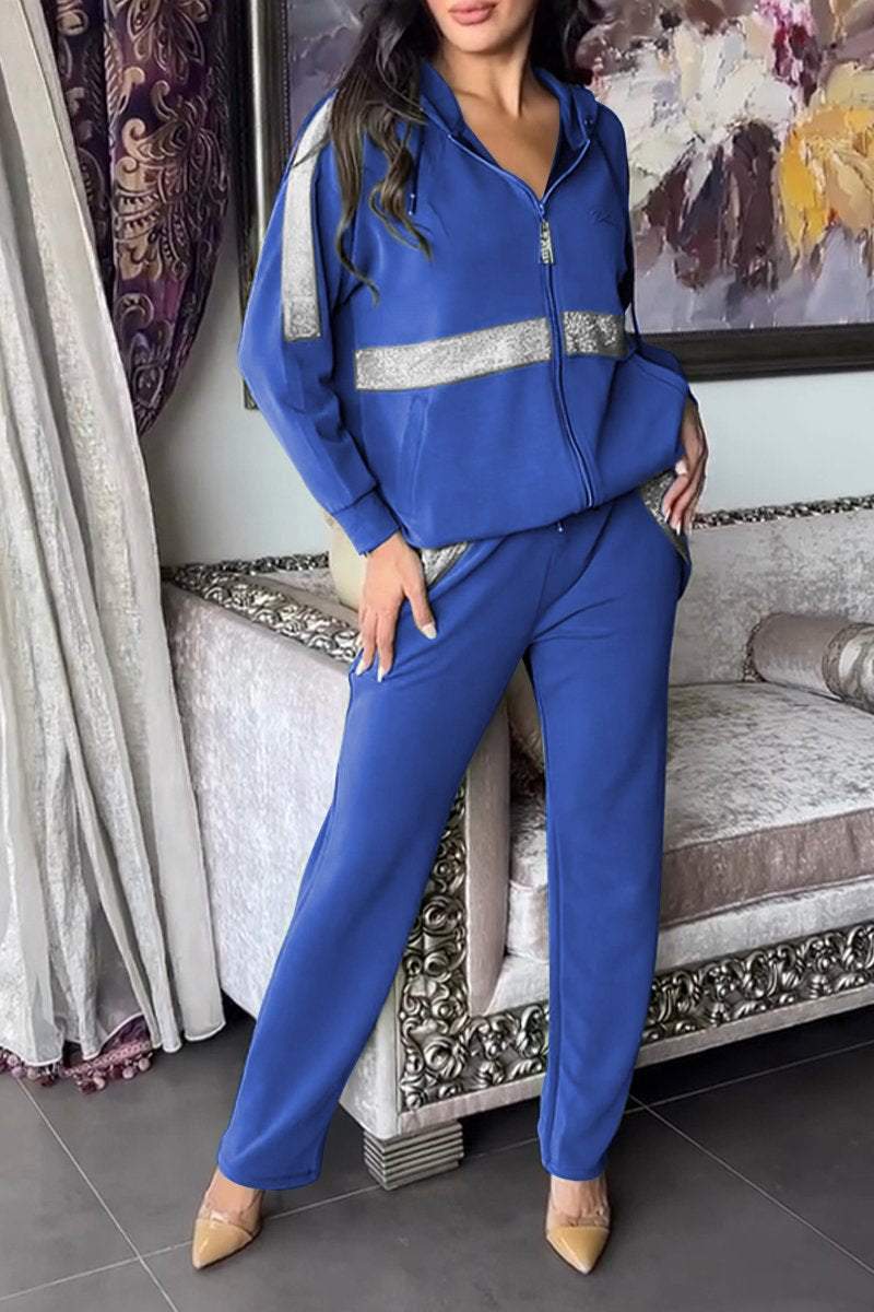 Women's Hooded Zip-Up Jacket and Relaxed Trousers Set