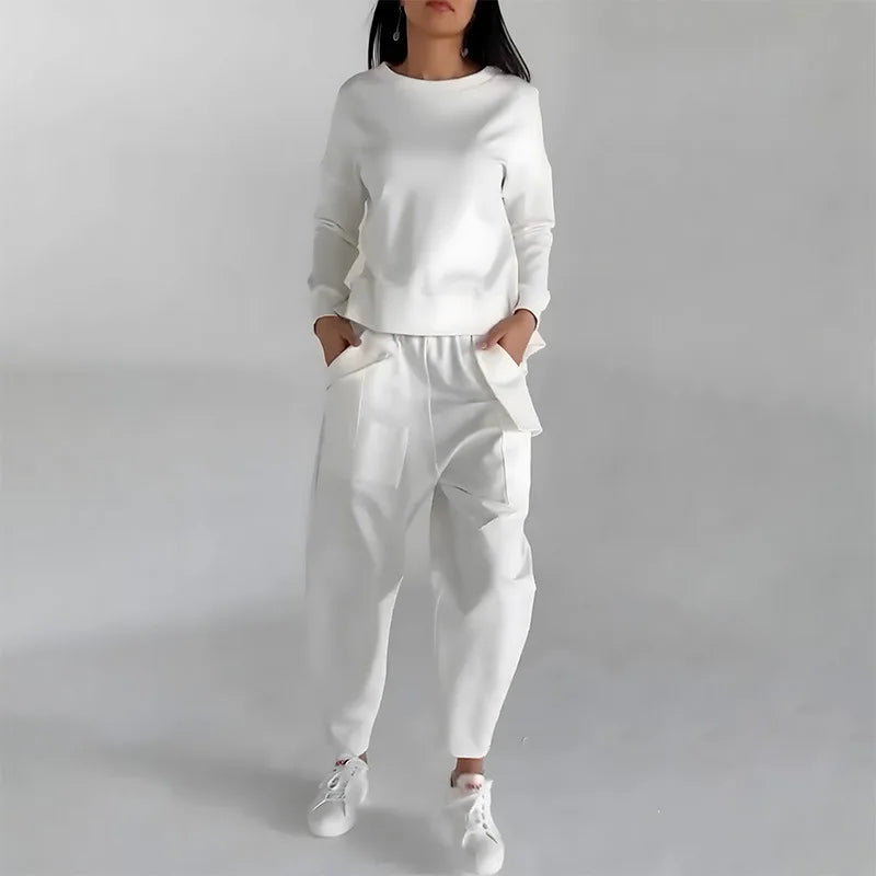 Women's Crew-Neck Sweatshirt and Cargo Jogger Set