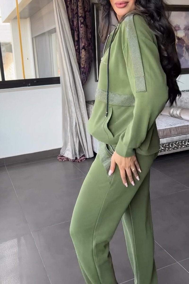 Women's Hooded Zip-Up Jacket and Relaxed Trousers Set