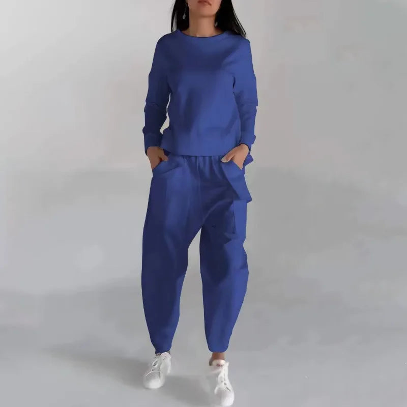 Women's Crew-Neck Sweatshirt and Cargo Jogger Set