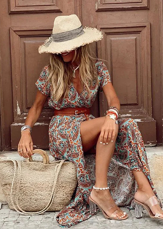 Lina | Women's Summer Casual Paisley Maxi Dress | Meave & Ivy
