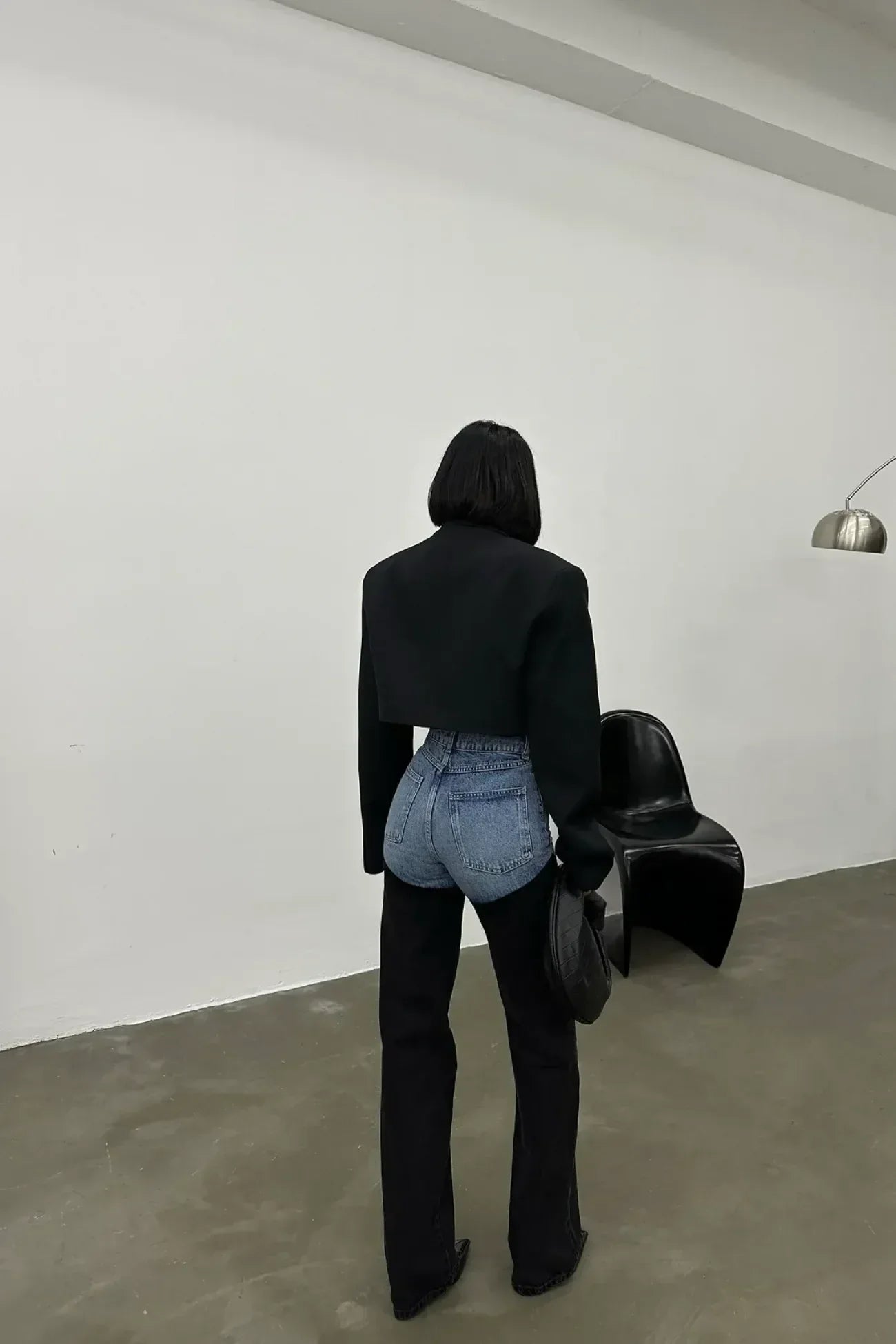 Two-Tone Patchwork Jeans - High-Waist Slim Straight Denim