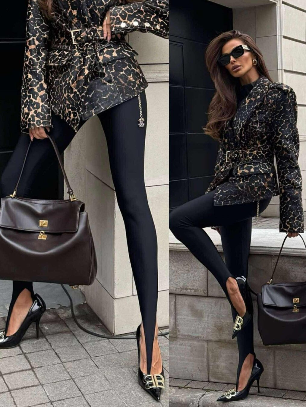 Classic High-Stretch Leggings - Black & Brown