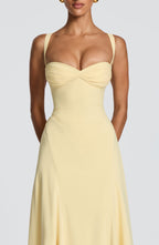 Lemon Yellow Silk Maxi Dress – Radiant Summer Evening Dress | Meave & Ivy