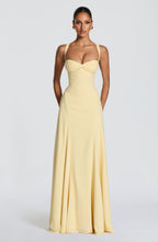 Lemon Yellow Silk Maxi Dress – Radiant Summer Evening Dress | Meave & Ivy