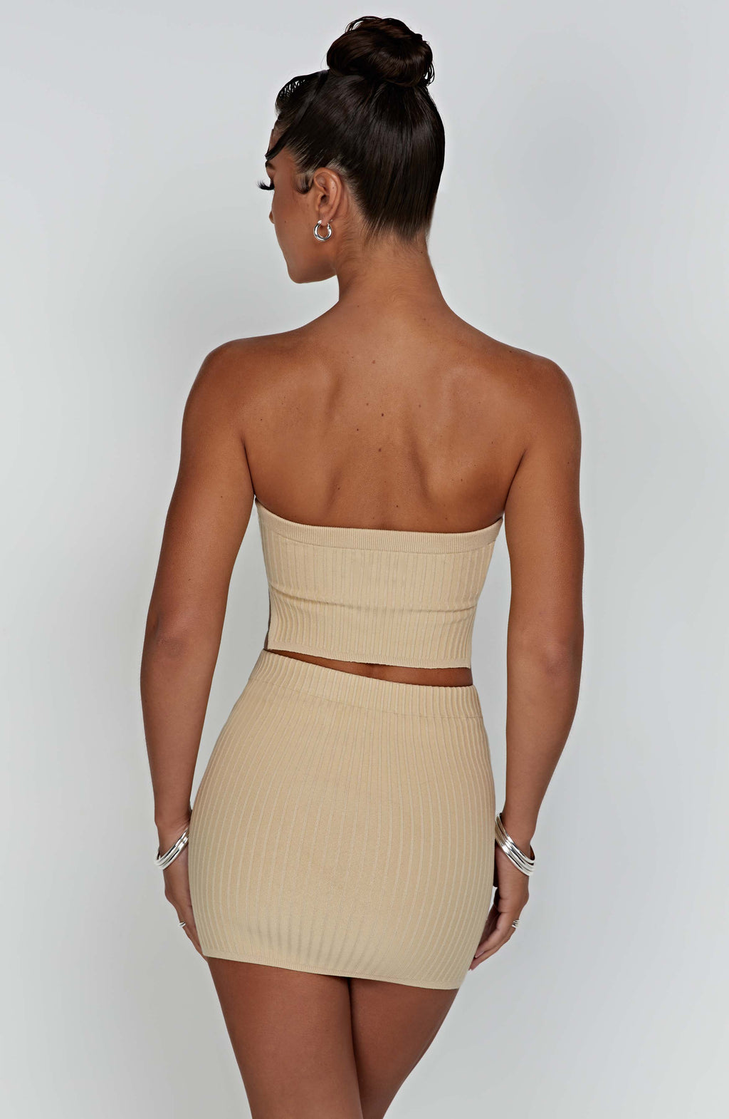 Beige Ribbed Mini Dress – Sleek Bodycon Everyday Dress | Meave & Ivy