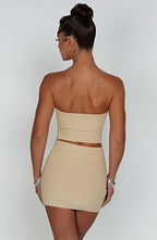 Beige Ribbed Mini Dress – Sleek Bodycon Everyday Dress | Meave & Ivy