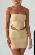 Beige Ribbed Mini Dress – Sleek Bodycon Everyday Dress | Meave & Ivy