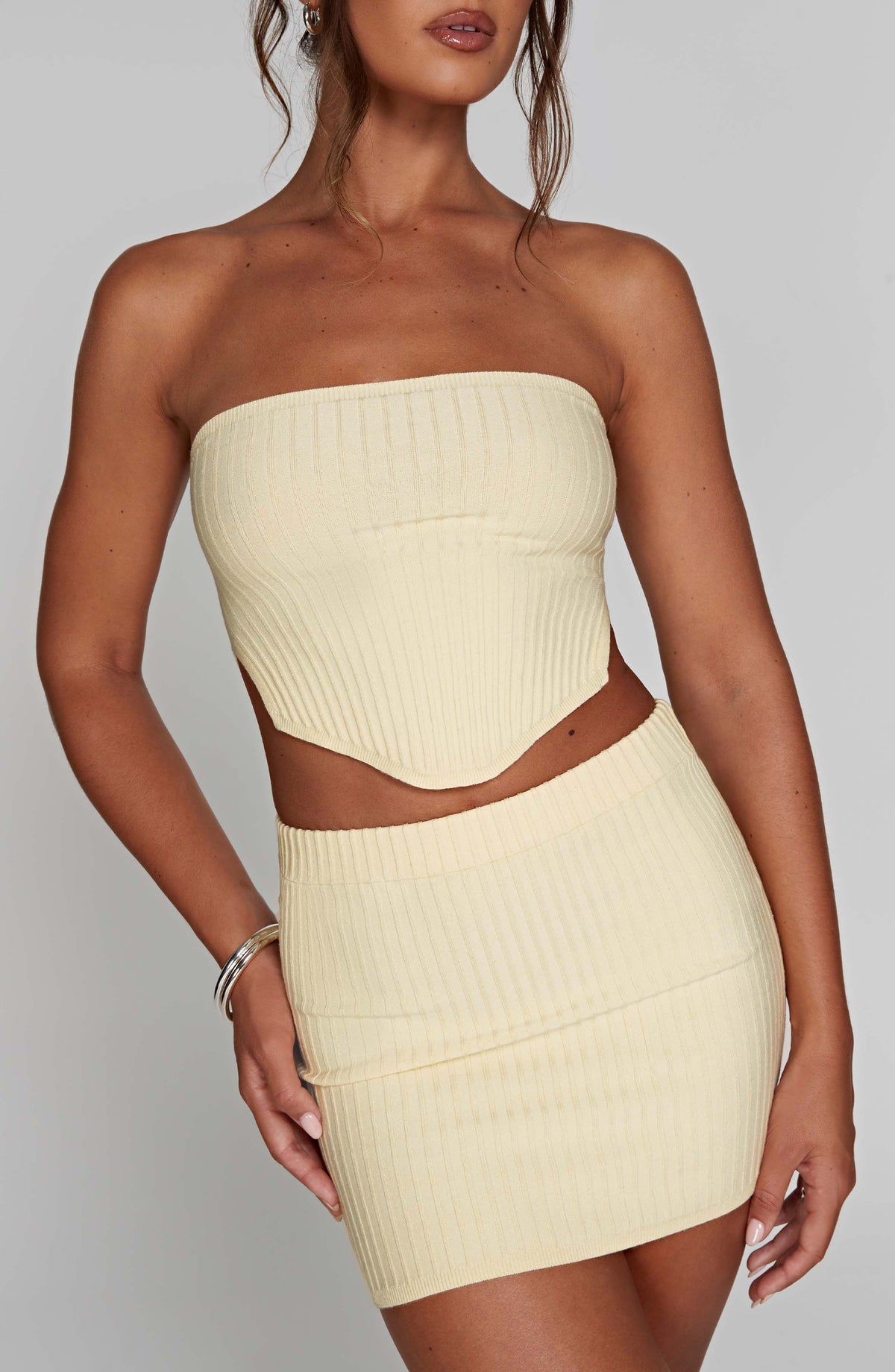 Lemon Yellow Ribbed Mini Dress – Sleek Bodycon Everyday Dress | Meave & Ivy
