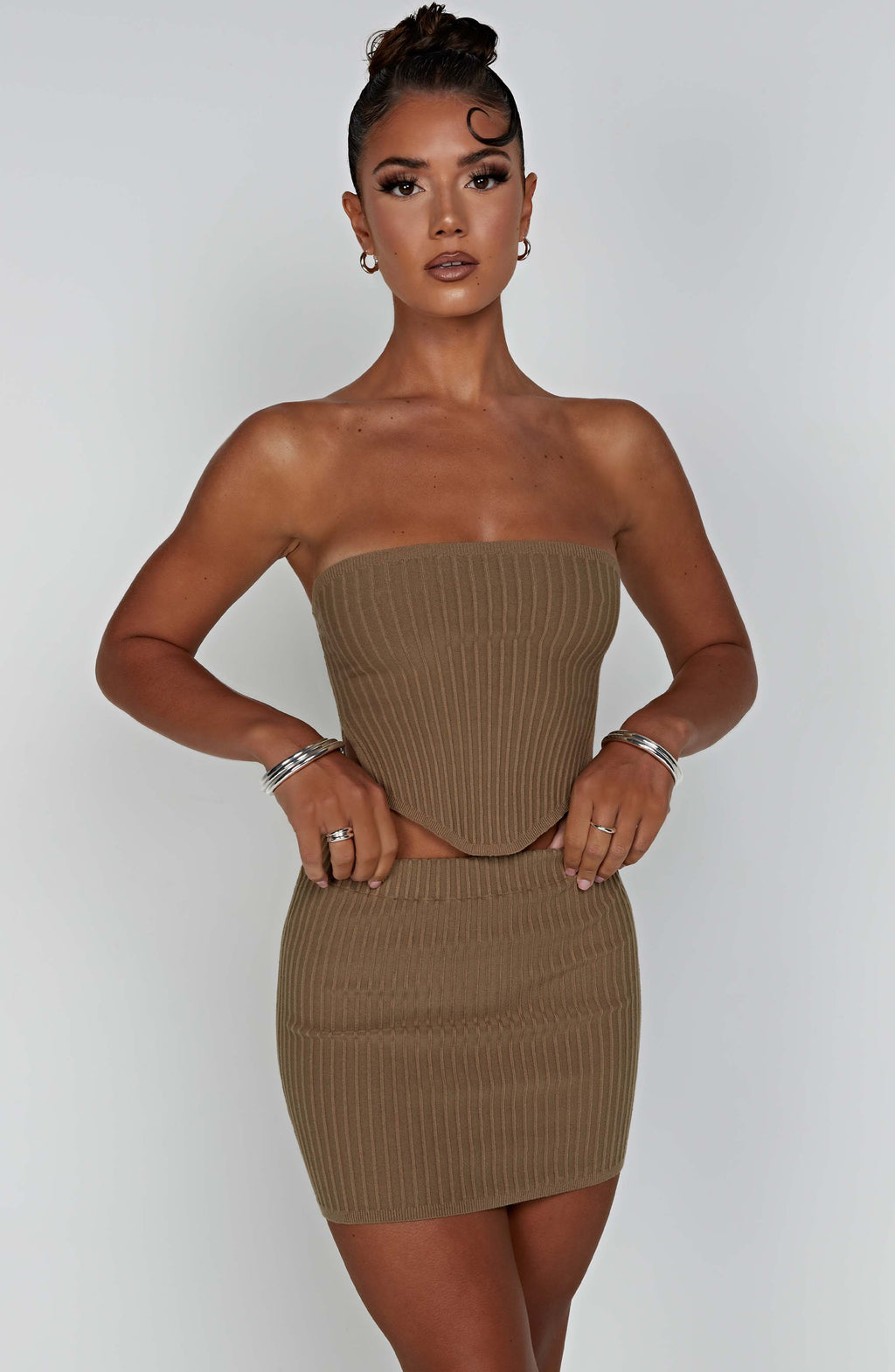 Mocha Ribbed Mini Dress – Sleek Bodycon Everyday Dress | Meave & Ivy