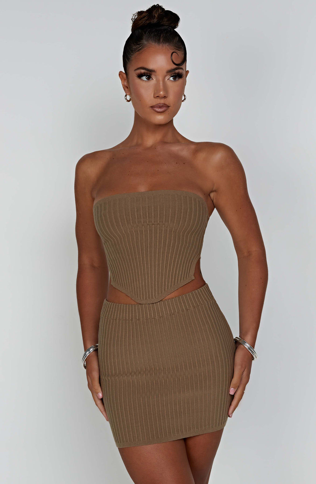Mocha Ribbed Mini Dress – Sleek Bodycon Everyday Dress | Meave & Ivy