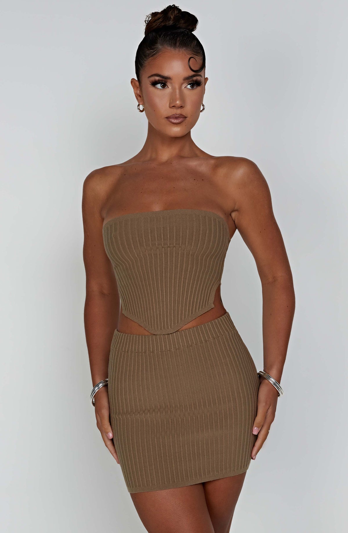 Mocha Ribbed Mini Dress – Sleek Bodycon Everyday Dress | Meave & Ivy