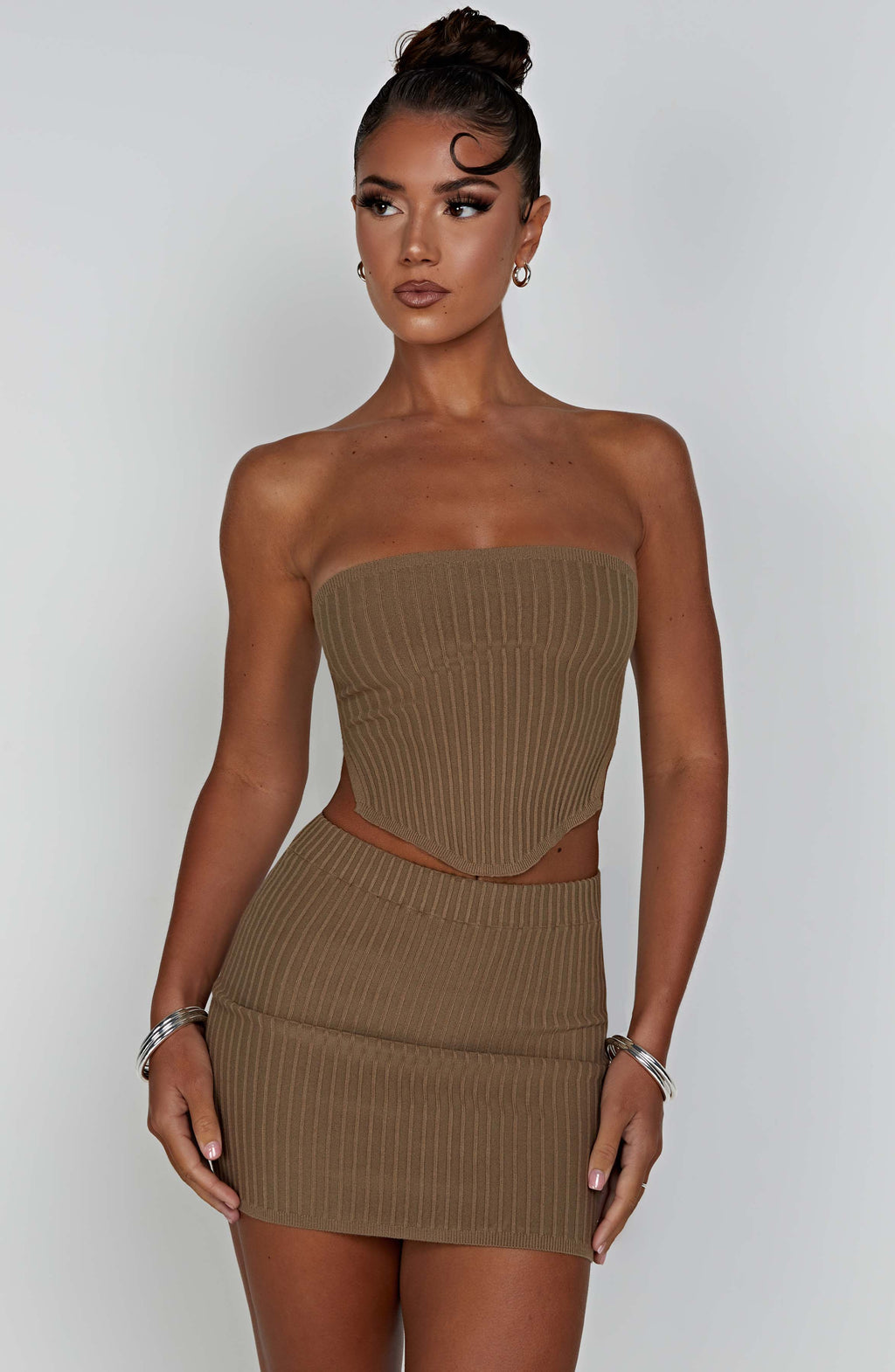 Mocha Ribbed Mini Dress – Sleek Bodycon Everyday Dress | Meave & Ivy