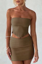 Mocha Ribbed Mini Dress – Sleek Bodycon Everyday Dress | Meave & Ivy