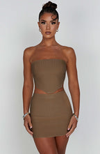 Mocha Ribbed Mini Dress – Sleek Bodycon Everyday Dress | Meave & Ivy