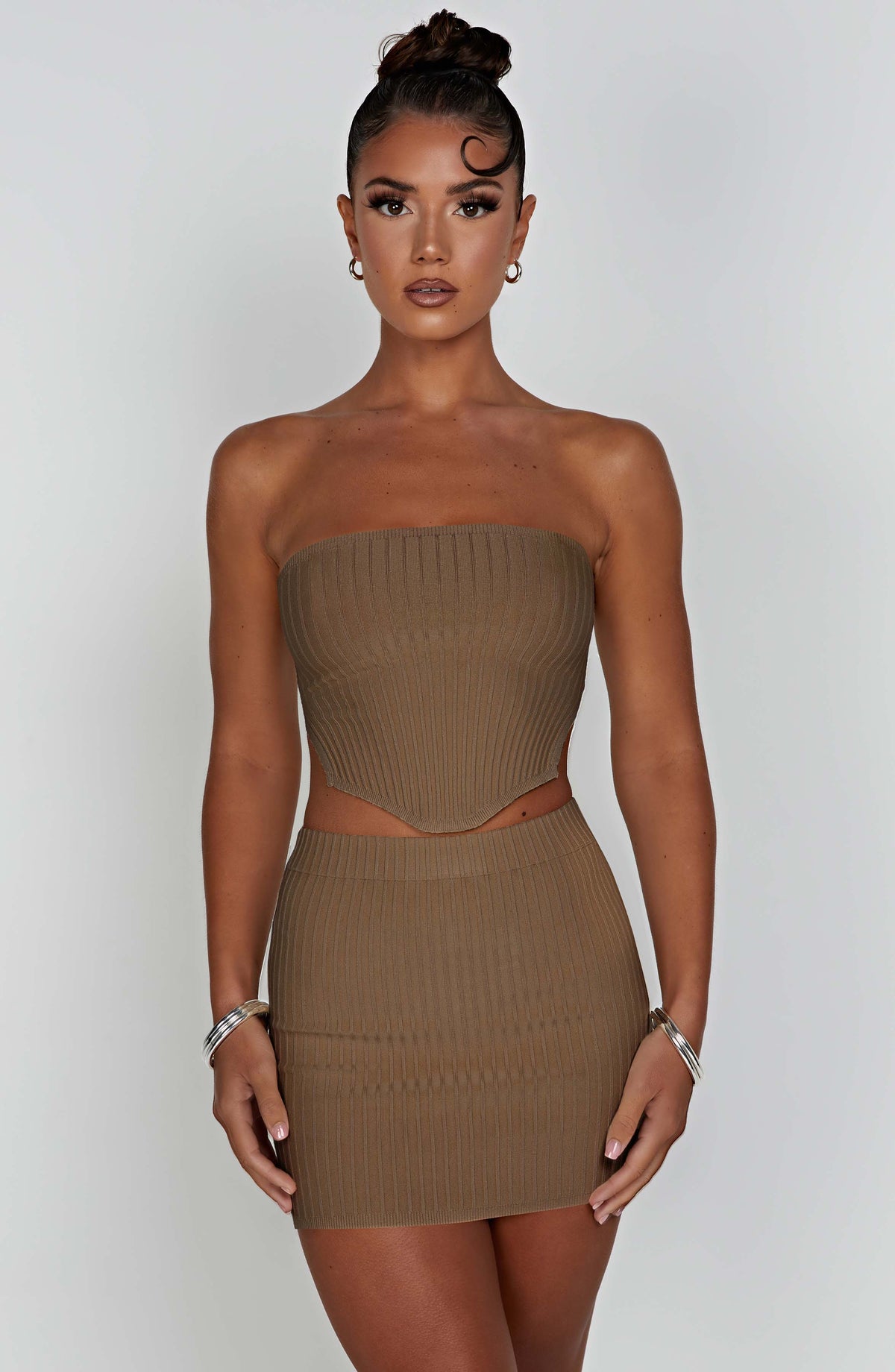 Mocha Ribbed Mini Dress – Sleek Bodycon Everyday Dress | Meave & Ivy