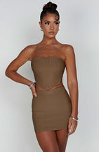 Mocha Ribbed Mini Dress – Sleek Bodycon Everyday Dress | Meave & Ivy