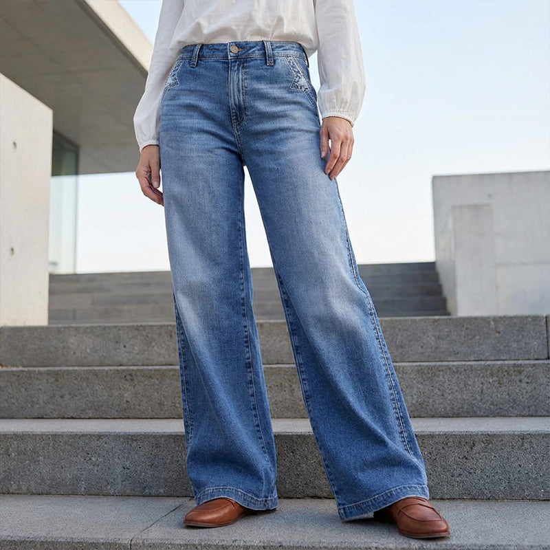 Women's High-Waisted Wide-Leg Jeans – Relaxed Full-Length Denim