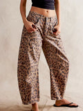 Women's Animal-Print Barrel-Leg Jeans – Relaxed Cropped Denim Trousers