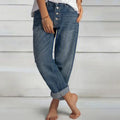 Women's High-Waisted Cuffed Wide-Leg Jeans