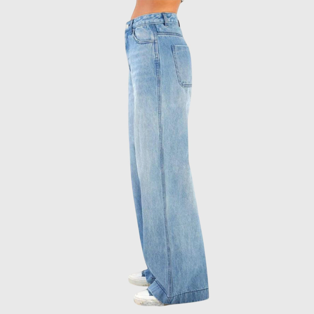 Women's High-Waisted Wide-Leg Jeans – Relaxed Light-Wash Full-Length Denim