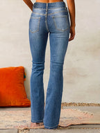 Women's High-Waisted Flared Jeans – Full-Length Figure-Skimming Denim
