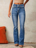 Women's High-Waisted Flared Jeans – Full-Length Figure-Skimming Denim