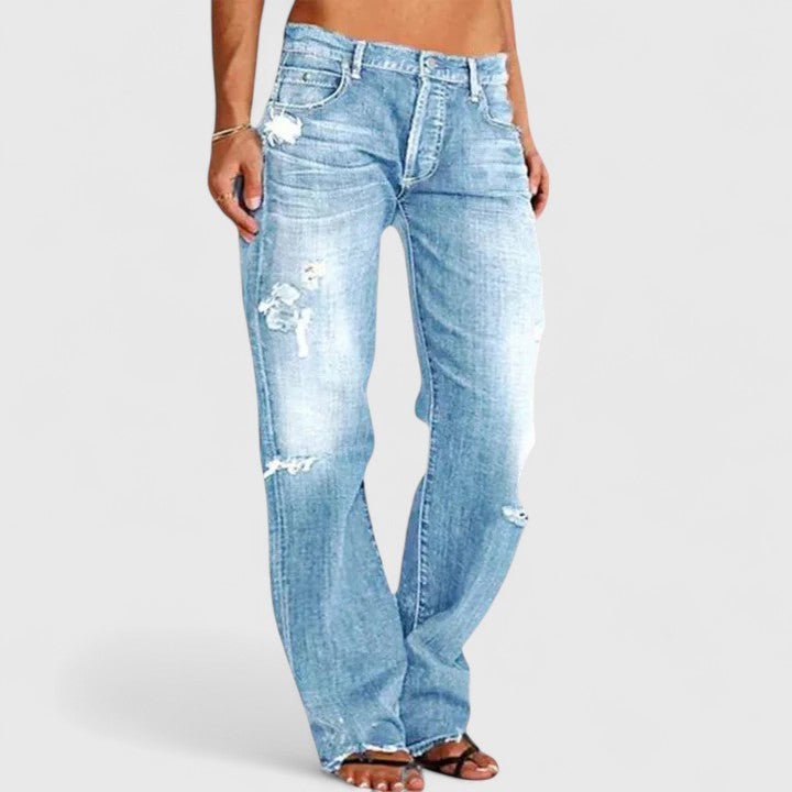 Women's Relaxed Distressed Straight-Leg Jeans