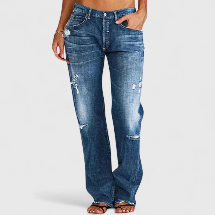 Women's Relaxed Distressed Straight-Leg Jeans