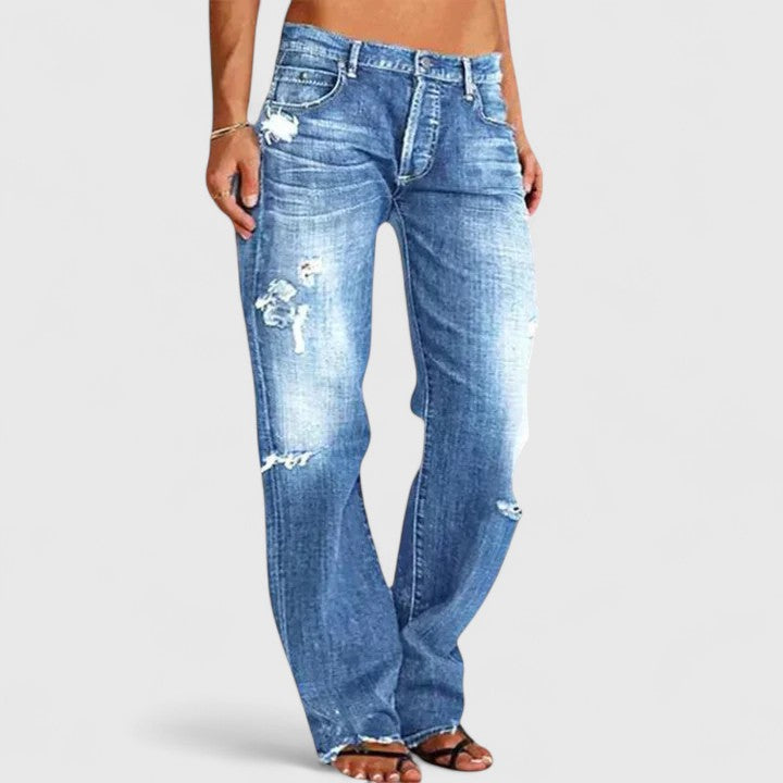 Women's Relaxed Distressed Straight-Leg Jeans