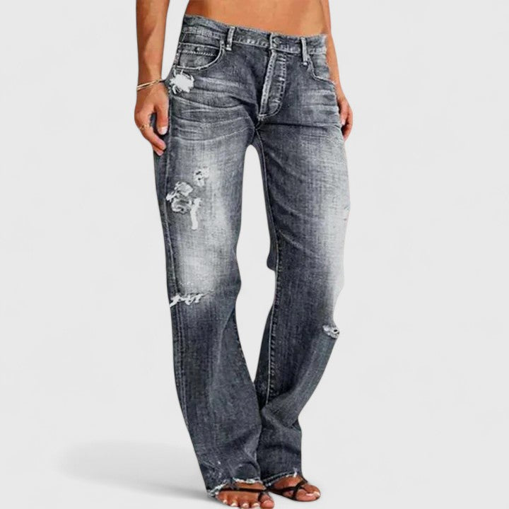 Women's Relaxed Distressed Straight-Leg Jeans