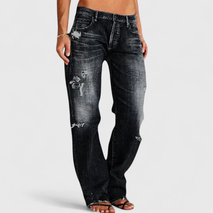 Women's Relaxed Distressed Straight-Leg Jeans