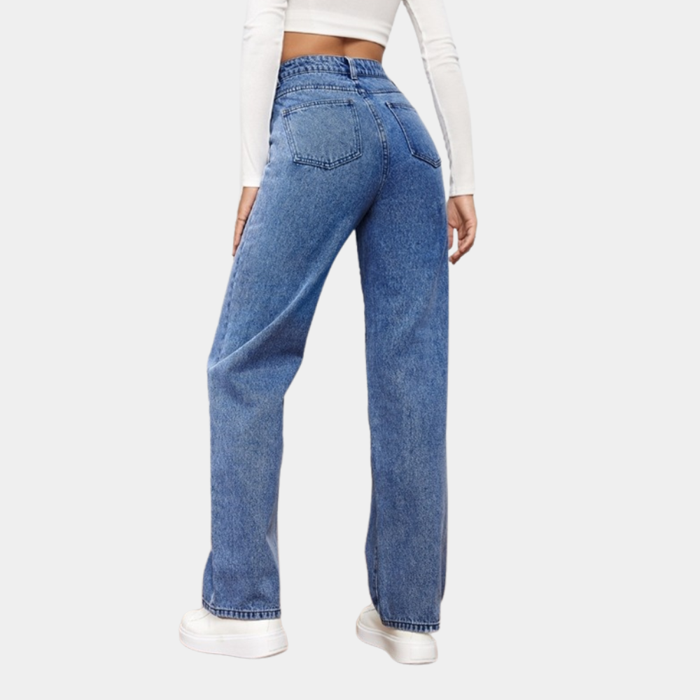 Women's High-Waisted Straight-Leg Jeans – Full-Length Classic Denim