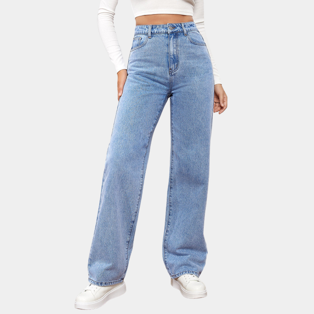 Women's High-Waisted Straight-Leg Jeans – Full-Length Classic Denim